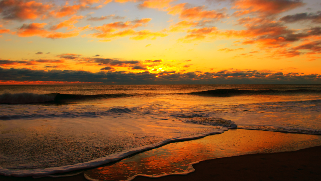 Beautiful sunset on a beach shore